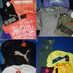 162 Pieces  Ships free through standard mail in the USA ONLY ONLY PUMA BRAND IN THIS LOT Sizes: Mens, Womens and Childrens, assorted but the womens merchandise is heavy on smaller sizes  Condition to Expect with Overstocks:  Brand new, Overstocks Because these are brand new, they will be inside clear plastic bags. NO Clearance stickers! NO Damage Every time we create a listing we have to open one or more of the plastic bags to photograph and video the item.  It is possible dust could get on the opened item.  The pieces we open to create a listing will not be inside clear plastic bags  